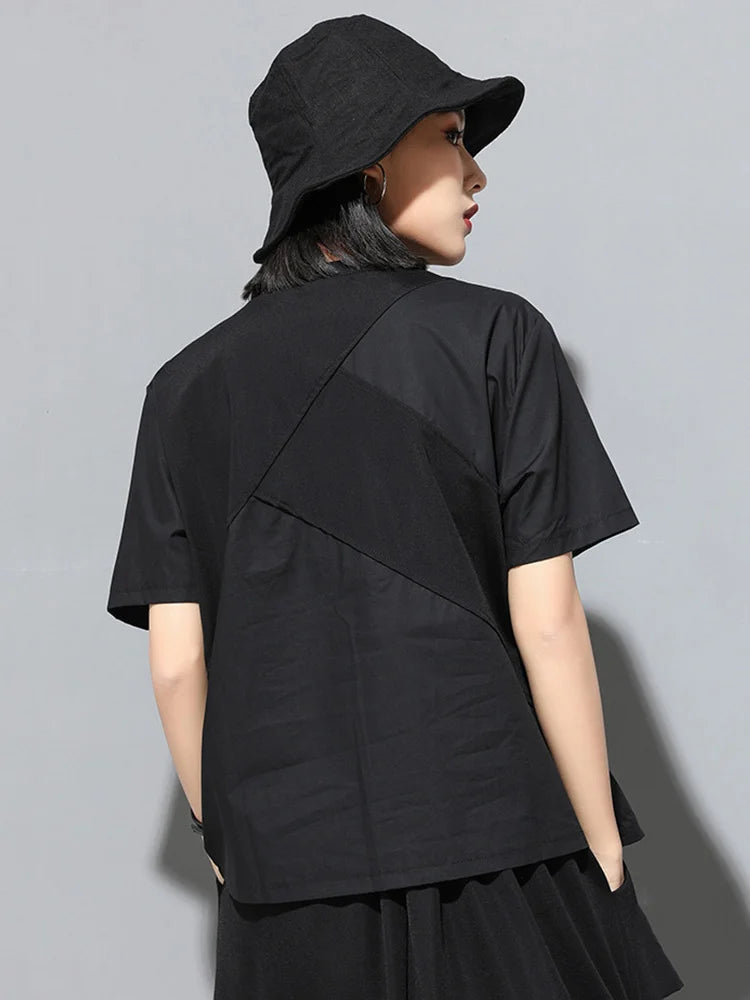 TEEK - Black Circle Down T-Shirt TOPS theteekdotcom   