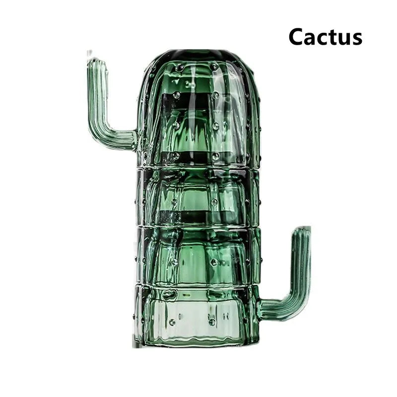 TEEK - 4PCS Glass Cactus Pineapple More Cup Set HOME DECOR theteekdotcom cactus  