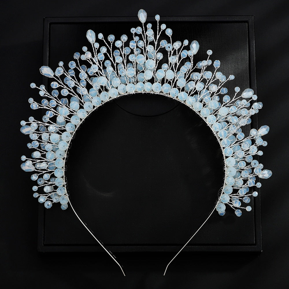 TEEK - Crystal Bejeweled Crown Headband HAIR CARE theteekdotcom White  