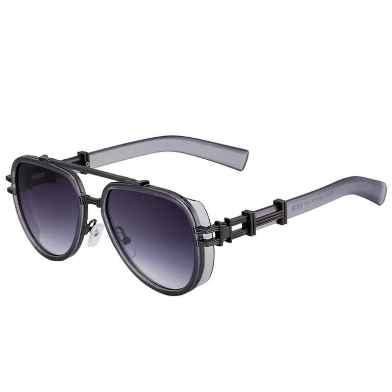 TEEK - Vintage Punk Oval Double Beam Sunglasses EYEGLASSES theteekdotcom C8 GrayGradientGray