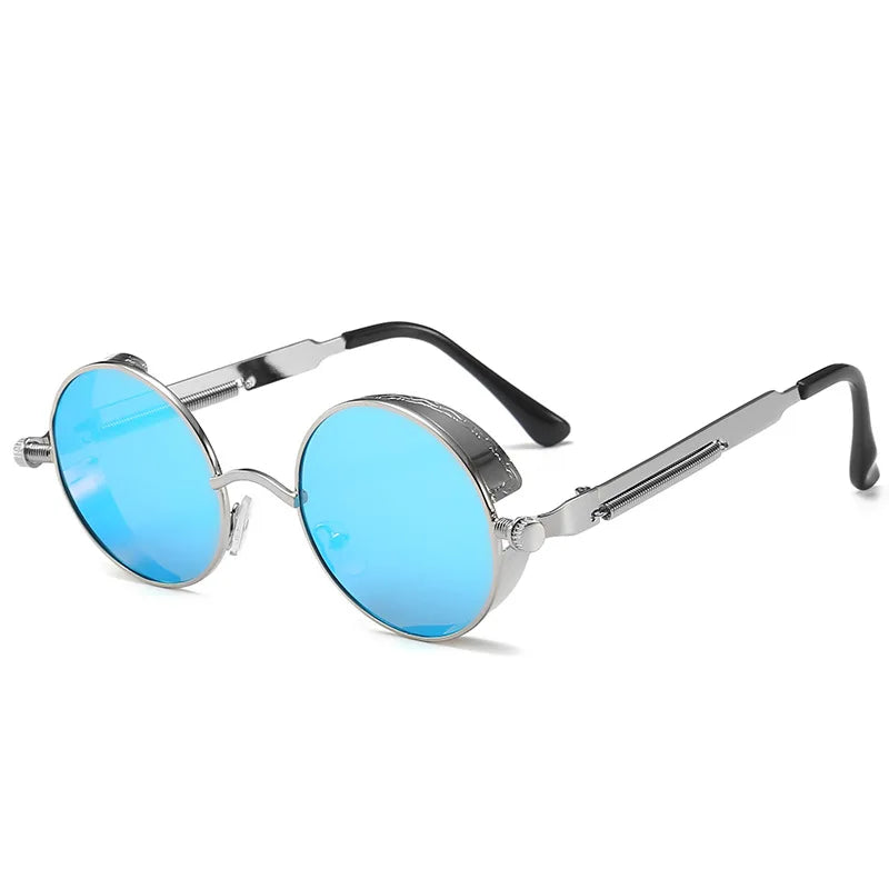 TEEK - Metal Round Mirror Glasses EYEGLASSES theteekdotcom Silver Blue mirror CHINA 1 pcs