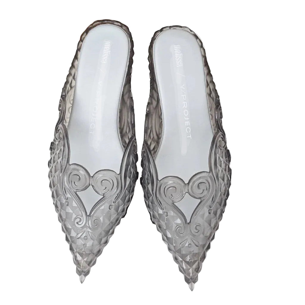 Design Big Butterfly Knot Melissa Women Flat Mules Sandals High Quality Cozy Patent Leather Pointed Toe Back Strap Shoes TEEK as pic 7 8.5