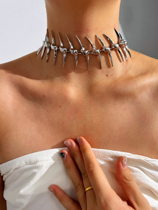 TEEK - Edgy Niche Hip-Hop Thorn Skeleton Necklace JEWELRY theteekdotcom