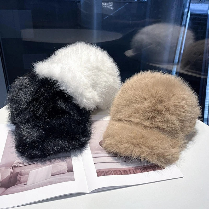 TEEK - Fur Warm Snow Faux Fox Fur Thick Baseball Hat HAT theteekdotcom