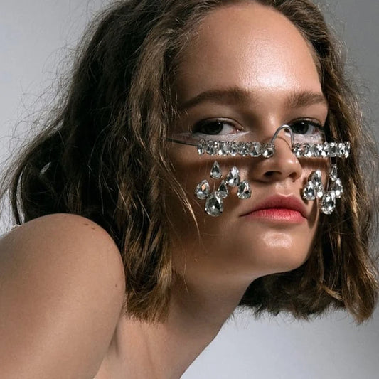 TEEK - Bejeweled Crying Water Drop Half Frame Eyewear EYEGLASSES theteekdotcom   