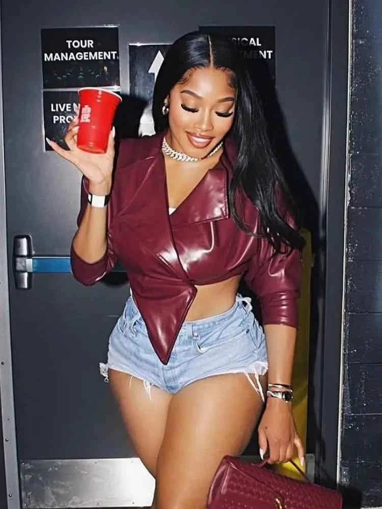 TEEK - Solid Lapel Full Sleeve Crop Jacket