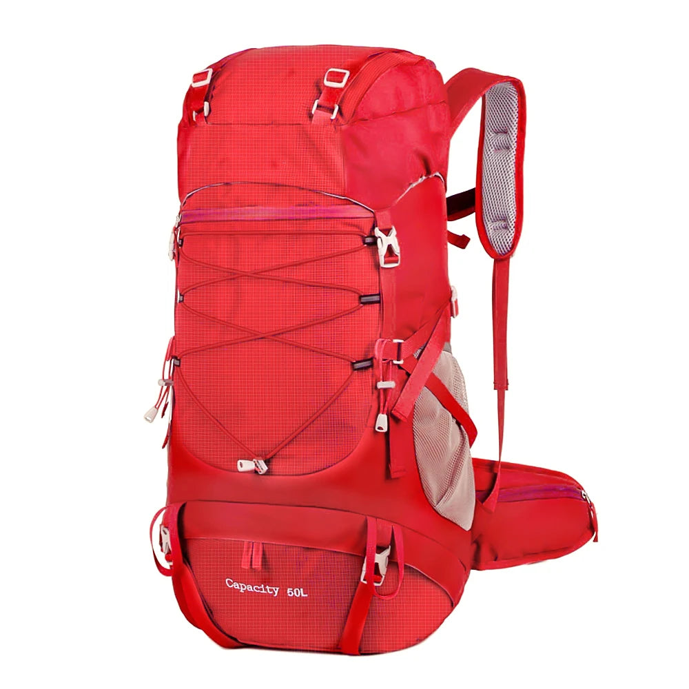 TEEK - 50L Hiking Backpack with Rain Cover BAG theteekdotcom Red  