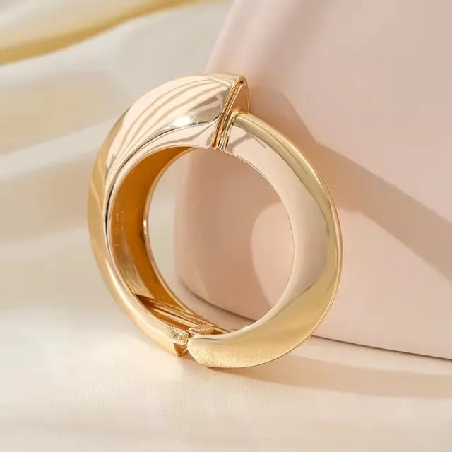 TEEK - Golden Beige Geometric Thick Oversized Bangles JEWELRY theteekdotcom H