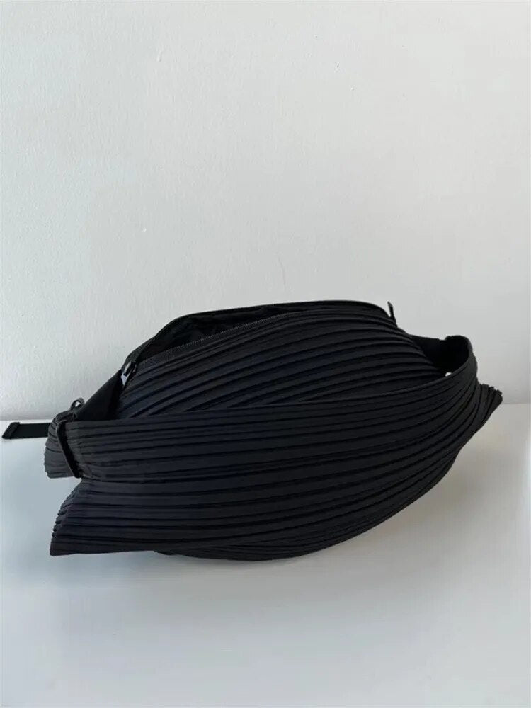 TEEK - Pleated Dumpling Chest Bag BAG theteekdotcom black 52x22cm 