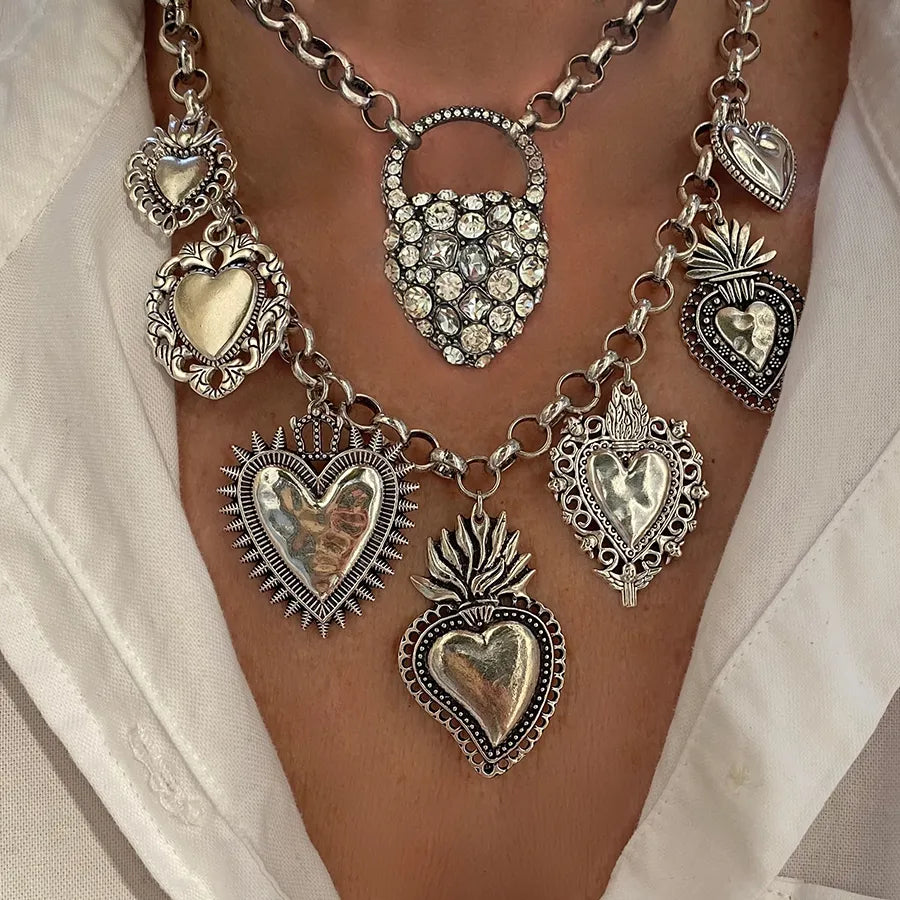 TEEK - Mex Sacred Heart Amulet Charms Necklaces JEWELRY theteekdotcom   