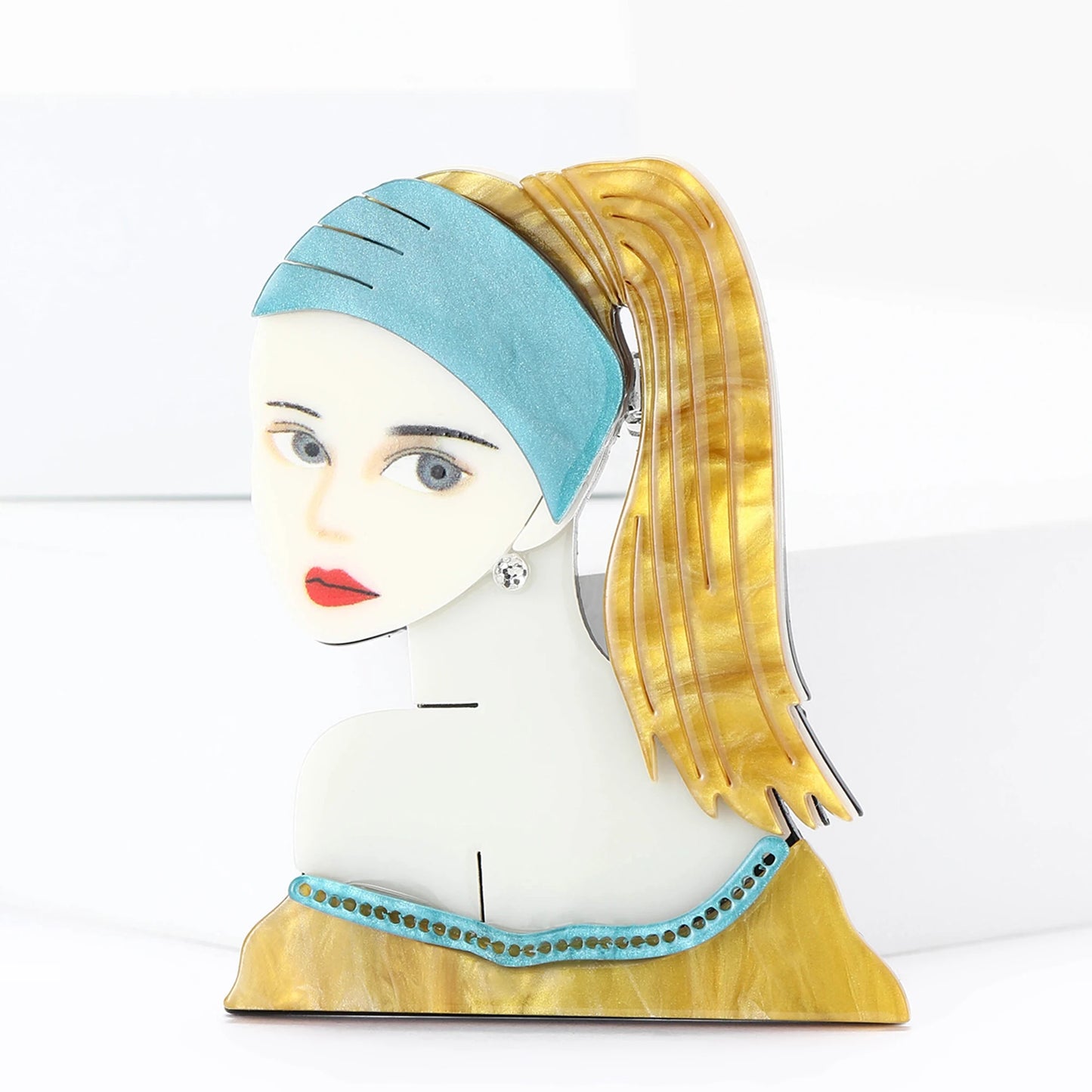 Elegant Acrylic Girls Brooches for Women Unisex Character Face Pins Office Party Funny Luxury Friend Gifts Jewelry Accessories TEEK Yellow4597