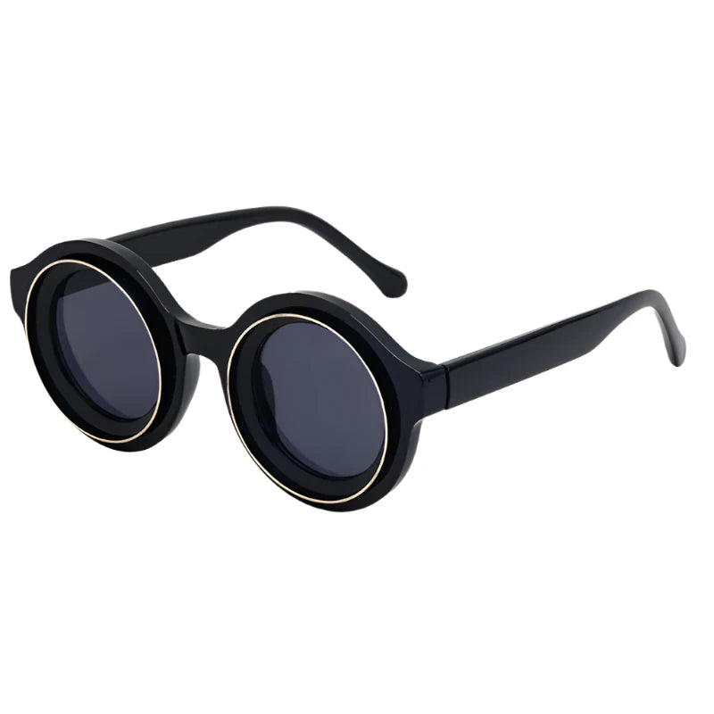 TEEK - Rebel Round Sunglasses EYEGLASSES theteekdotcom C1BlackGoldGray