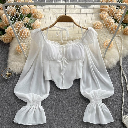 TEEK - Lace French Chic Blouse TOPS theteekdotcom A white One Size 