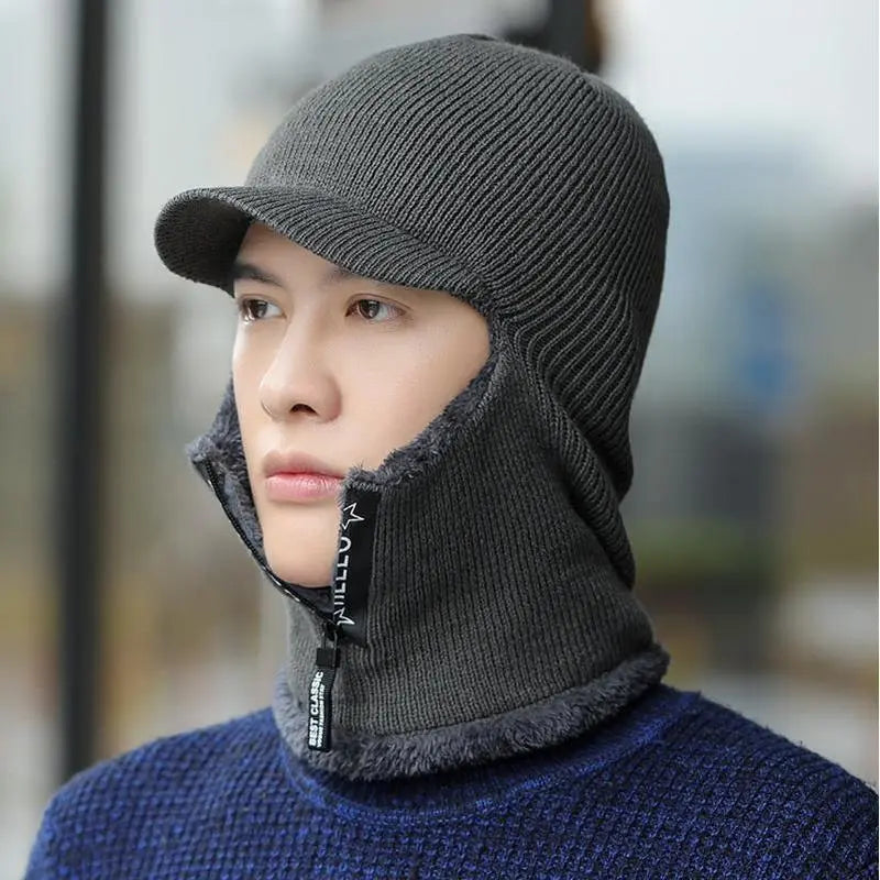 TEEK - Warm Wool Ear & Neck Protection Cap HAT theteekdotcom Grey  