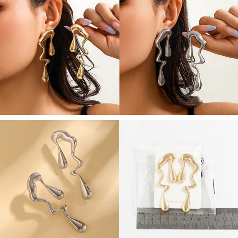 TEEK - Metal Irregular Water Dripping Earrings JEWELRY theteekdotcom   