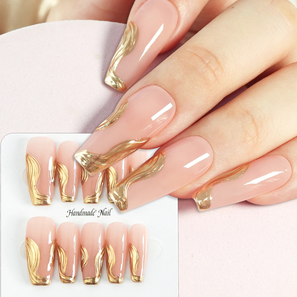 TEEK - 10pcs Pure Handmade 3D Press-On Nails NAIL ART theteekdotcom size-M 14  