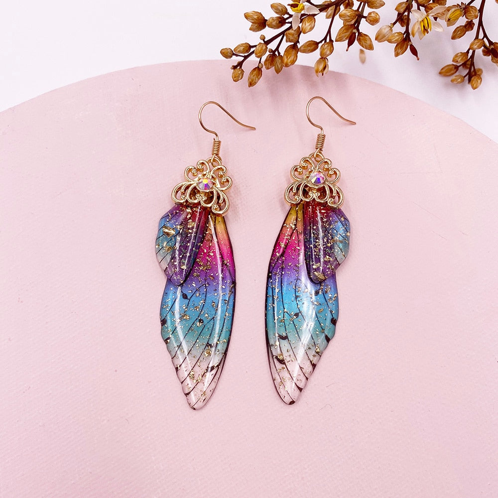 TEEK - Handmade Fairy Wing Earrings  theteekdotcom GF-Rainbow  
