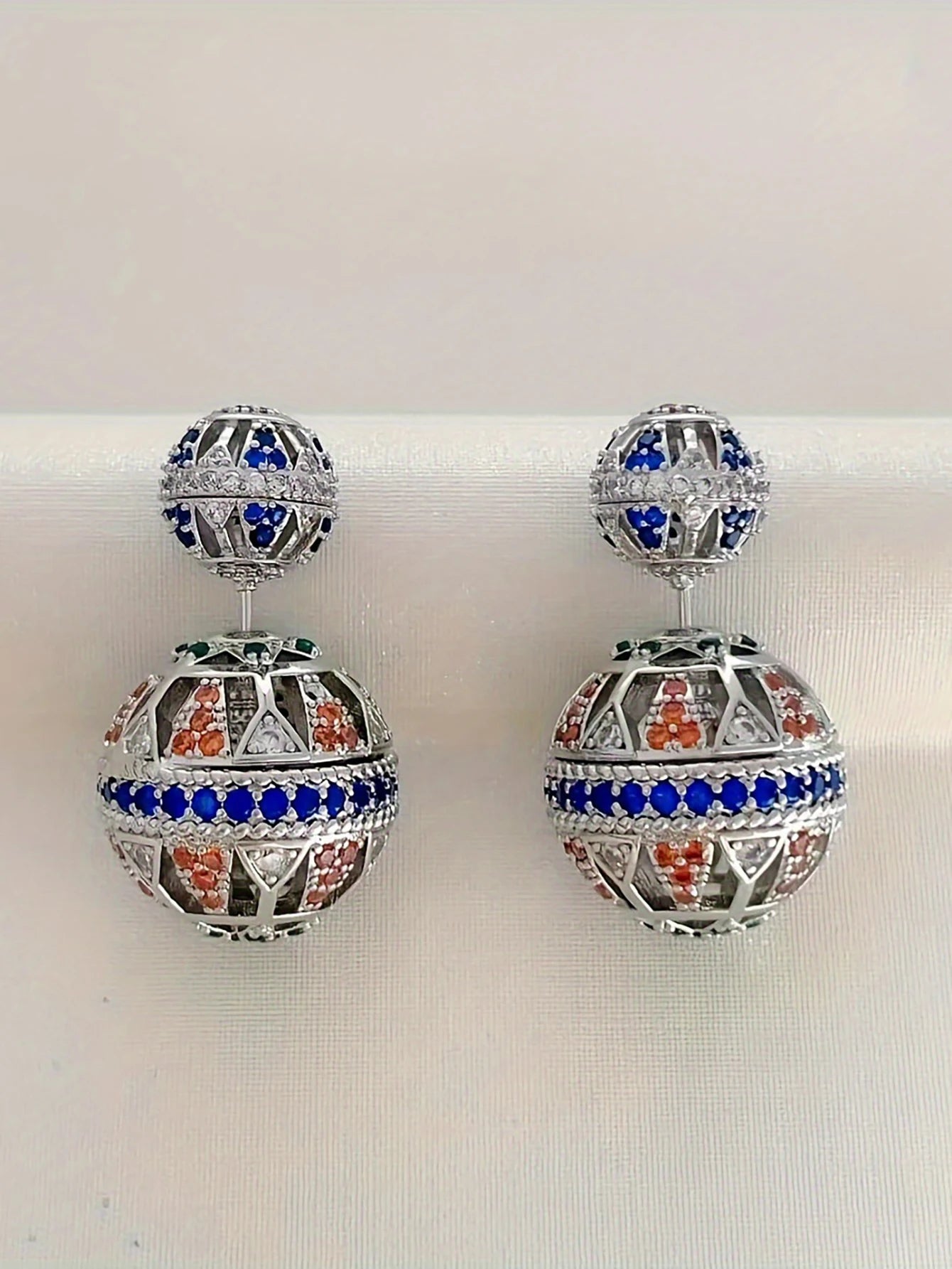 TEEK - Vintage Ball Cubic Zirconia Earrings JEWELRY theteekdotcom Silver-M
