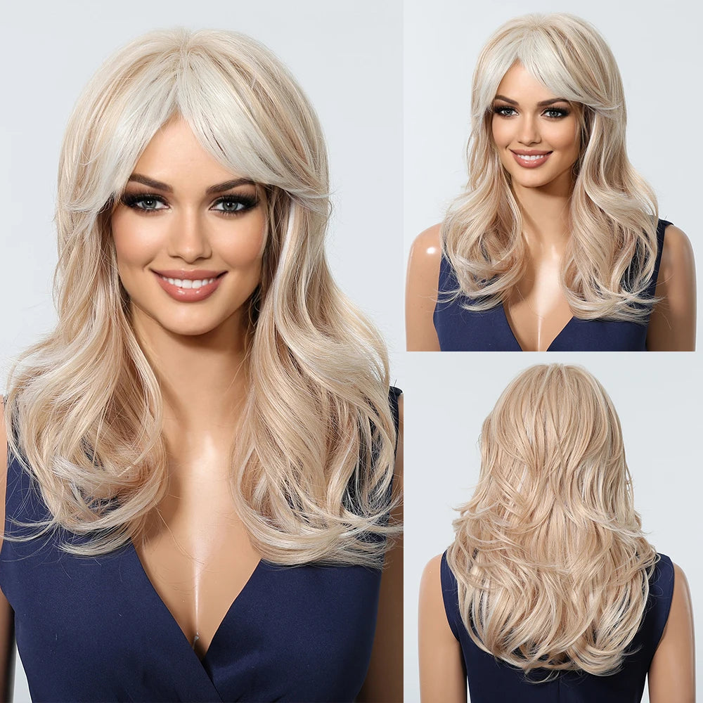 TEEK - Medium Length Wavy Bang Synthetic Wig HAIR theteekdotcom SWLC3073-1BL20  