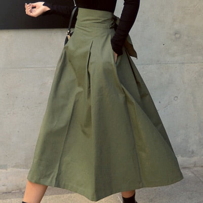 TEEK - Back Bow Skirt SKIRT theteekdotcom Army Green US XS/ Garment Tag M 