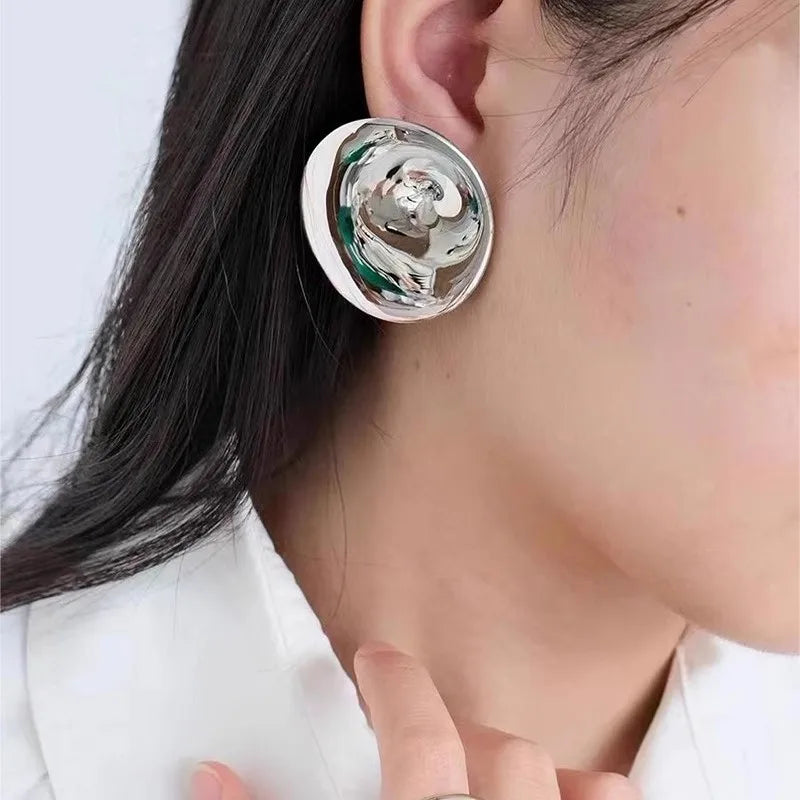 TEEK - Metal Ripple Discs Earrings JEWELRY theteekdotcom   
