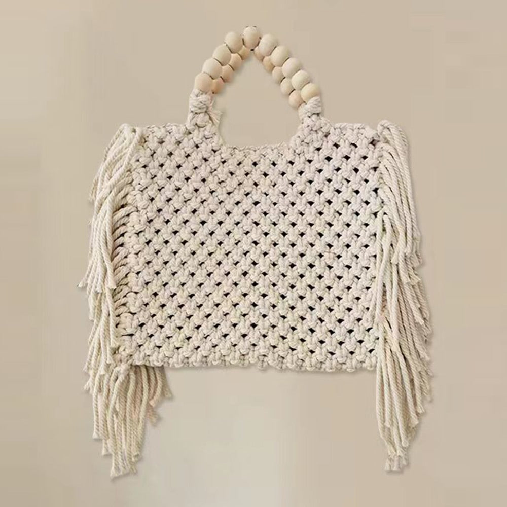 TEEK - True Tassel Beaded Bag BAG theteekdotcom White 23cm/9in 