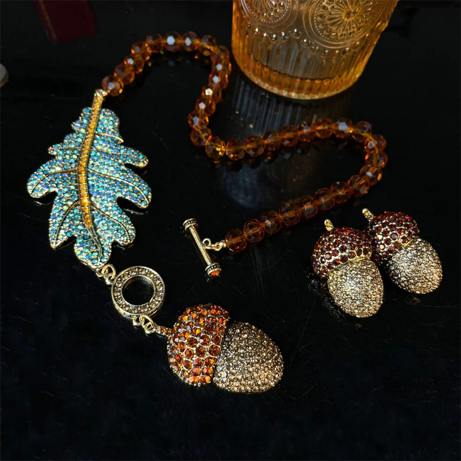 TEEK - Vintage Leaf Crystal Jewelry Set JEWELRY theteekdotcom Default Title  