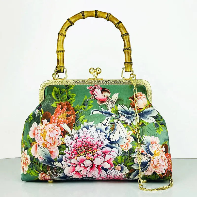TEEK - Flower Lock Vintage Chain Handbag BAG theteekdotcom 18 flower peony  