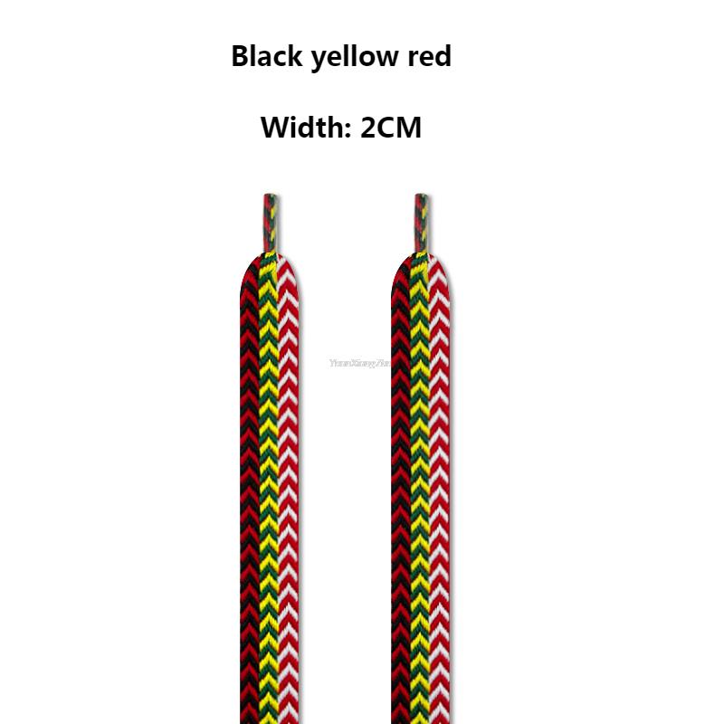 TEEK - Pair of Wide to Extra Wide Flat Shoelaces SHOELACES theteekdotcom 2 Black Yellow Red 120cm 
