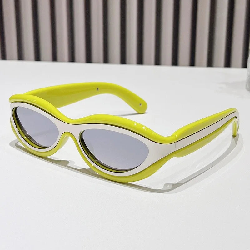 TEEK - Oval Cat Eye Dual Border Sunglasses EYEGLASSES theteekdotcom C6  