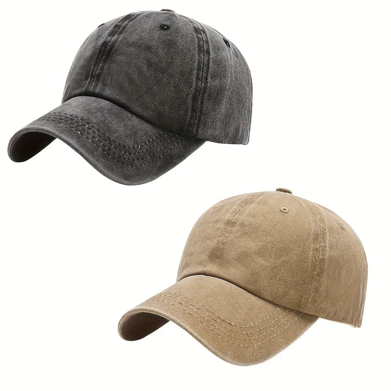Men Women Unisex Baseball Cap Adjustable Solid Color Casual Hat Stretchy Fabric for Sports Secure Drawstring Closure Dad Hat TEEK 2pcs Black Khaki