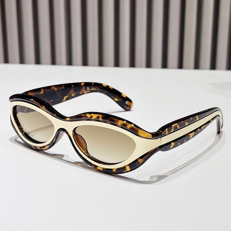 TEEK - Oval Cat Eye Dual Border Sunglasses EYEGLASSES theteekdotcom C3  