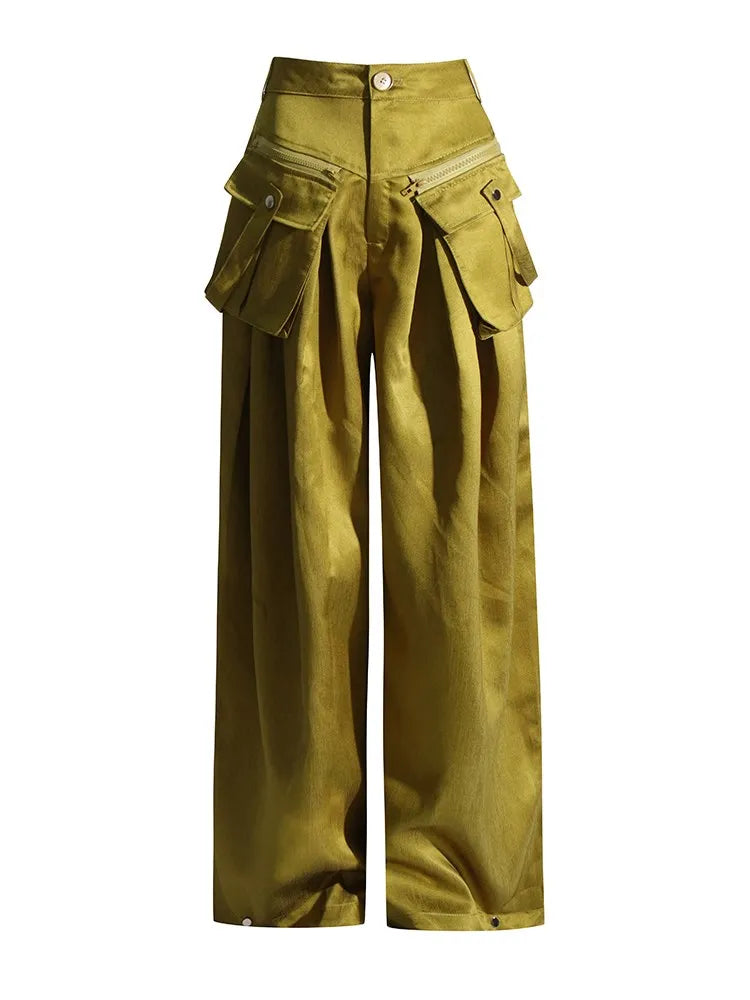 TEEK - Golden Green Pocket Chic Pants PANTS theteekdotcom S  