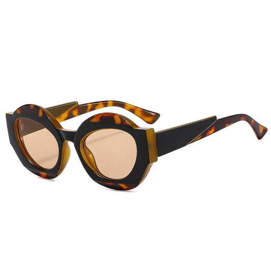 TEEK - Double Color Oval Sunglasses EYEGLASSES theteekdotcom Leopard light tea