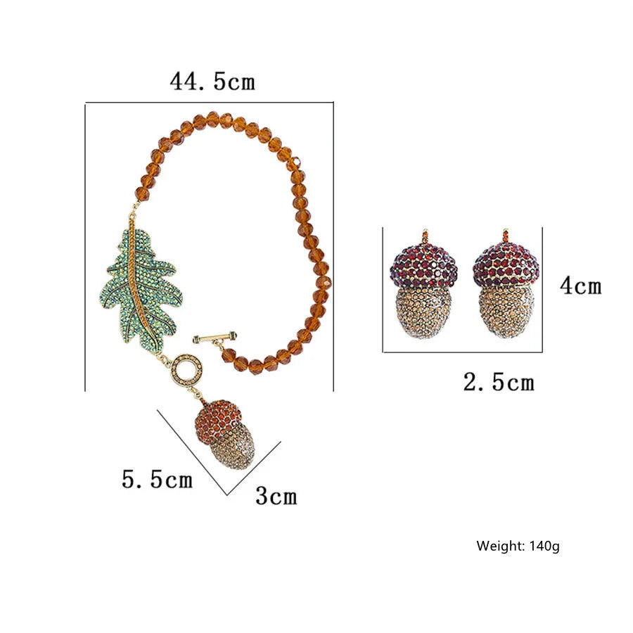 TEEK - Vintage Leaf Crystal Jewelry Set JEWELRY theteekdotcom   