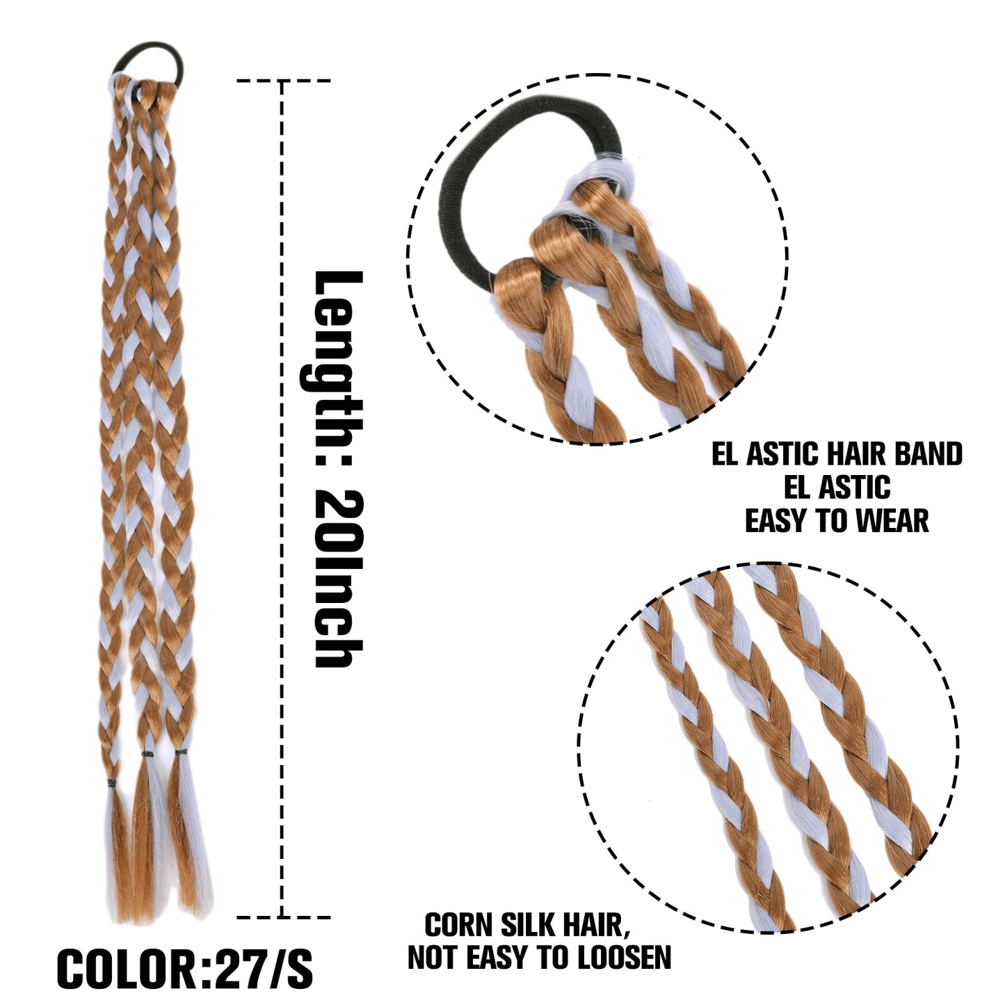 TEEK - 20 Inch Long Braided Synthetic PonytailHair Extension