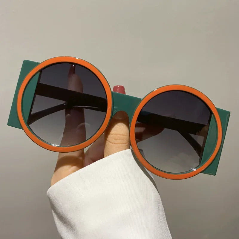 TEEK - Round Double Color Sunglasses EYEGLASSES theteekdotcom green  