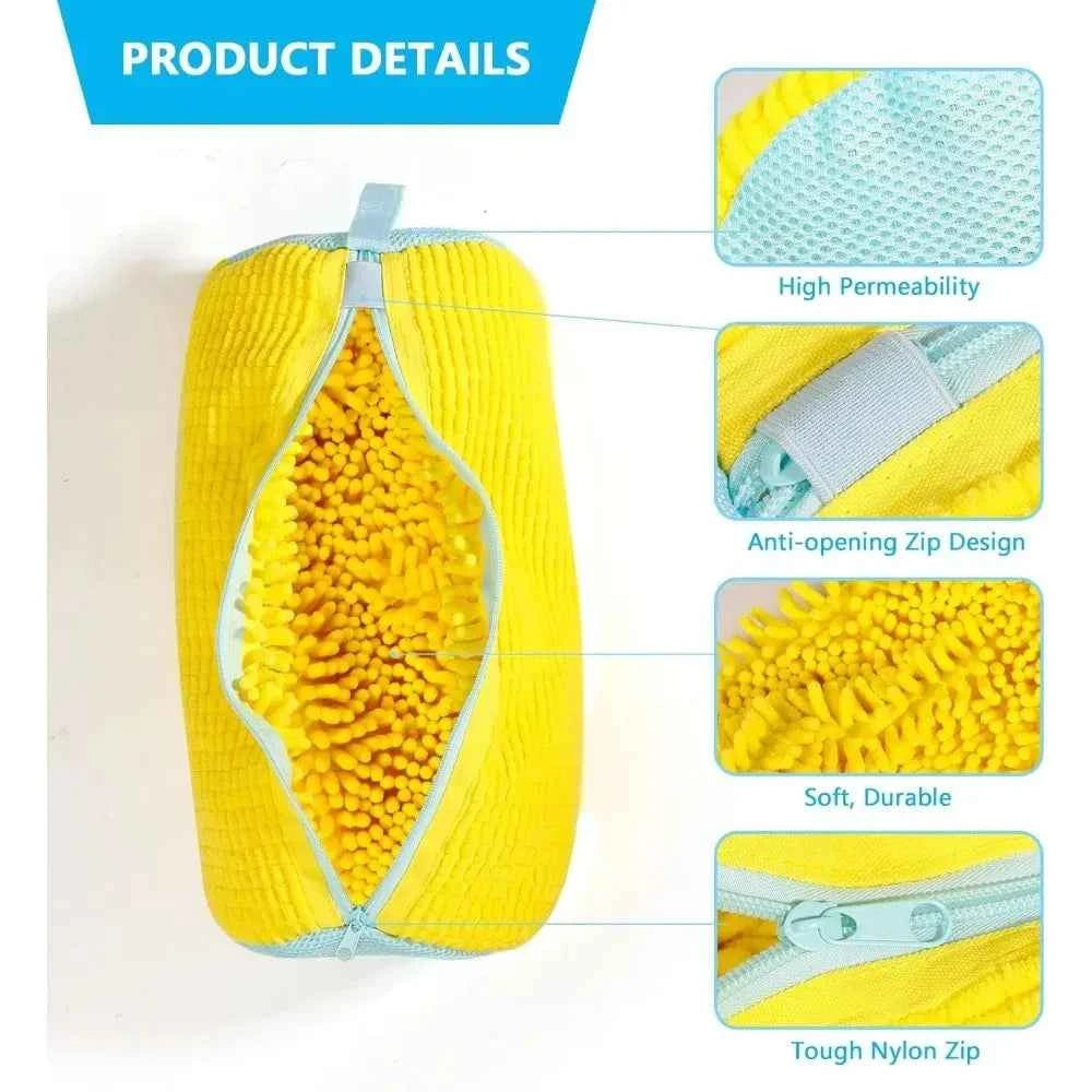 Shoe Wash Shoes Bag Padded Net Laundry Protector Fluffy fibers Polyester Washing Shoes Machine Laundry Bag Drying Bags 1PCS TEEK