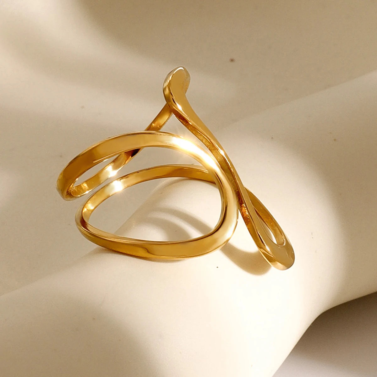 TEEK - Stainless Steel Gold Color Exaggerated Ring JEWELRY theteekdotcom