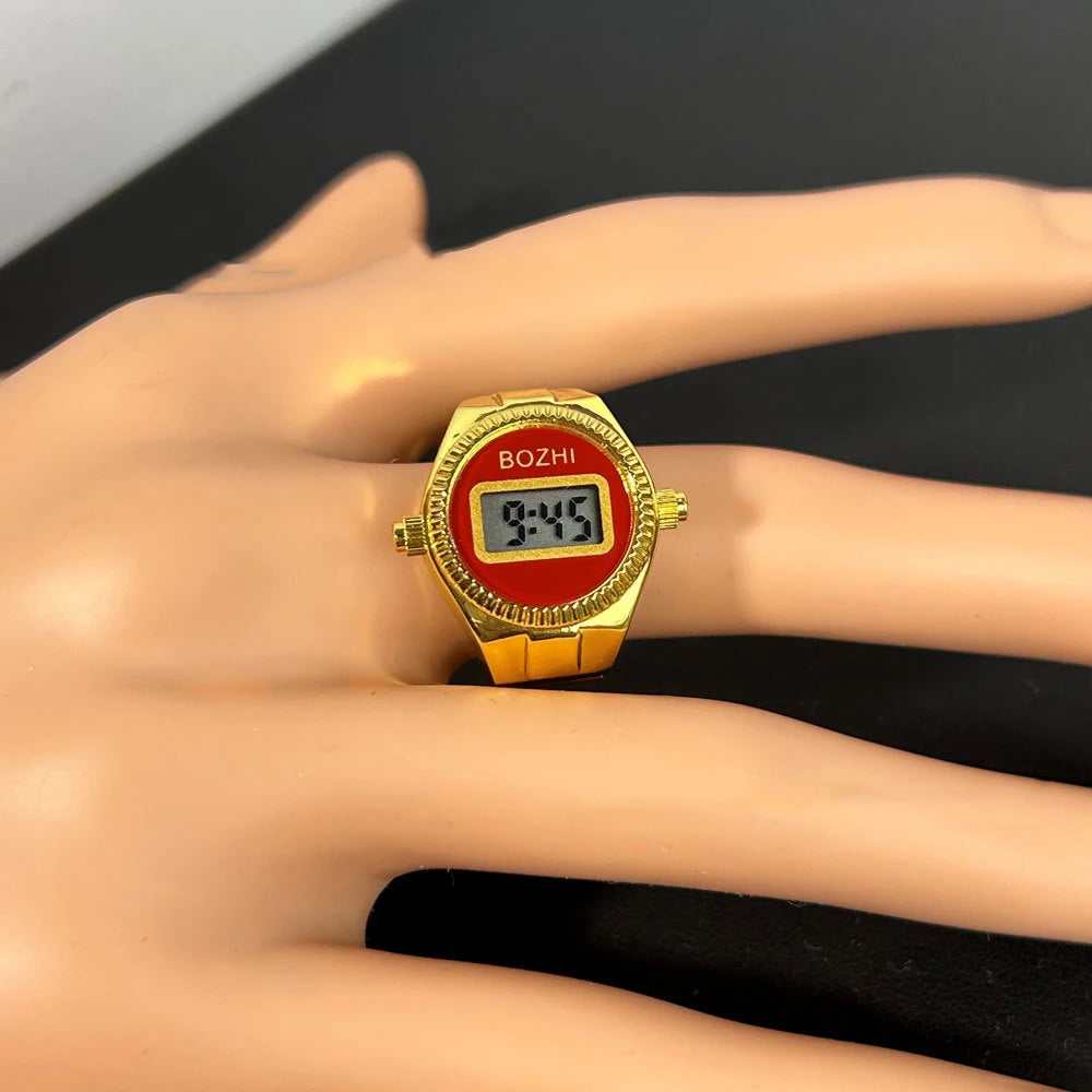 TEEK - Mini Electronic Digital Watch Finger Rings WATCH theteekdotcom gold-red  