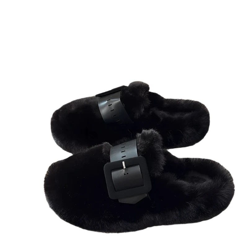 TEEK - Plush Thicked Platform Anti-Slip Slippers SHOES theteekdotcom black B 6 