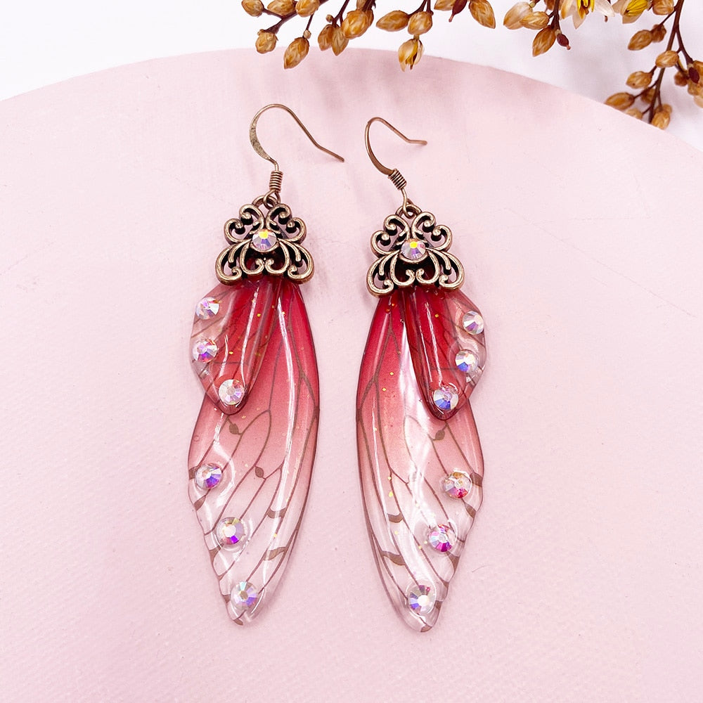 TEEK - Handmade Fairy Wing Earrings  theteekdotcom CP-Red  