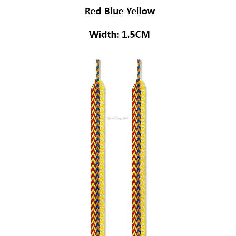 TEEK - Pair of Wide to Extra Wide Flat Shoelaces SHOELACES theteekdotcom 1.5 Red Blue Yellow 120cm 