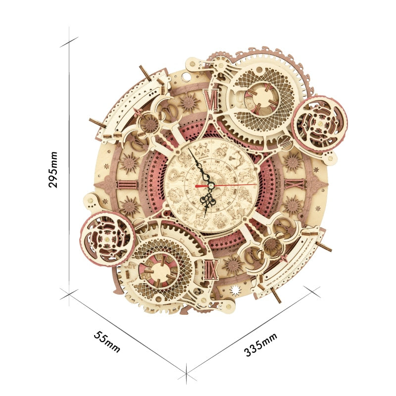 TEEK - 3D Wooden Time Art Puzzle HOME DECOR theteekdotcom Zodiac Wall Clock  