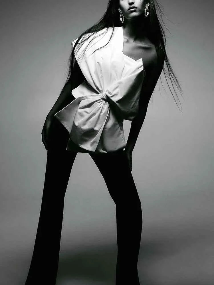 TEEK - Solid Diagonal Collar Sleeveless Bowknot Top TOPS theteekdotcom