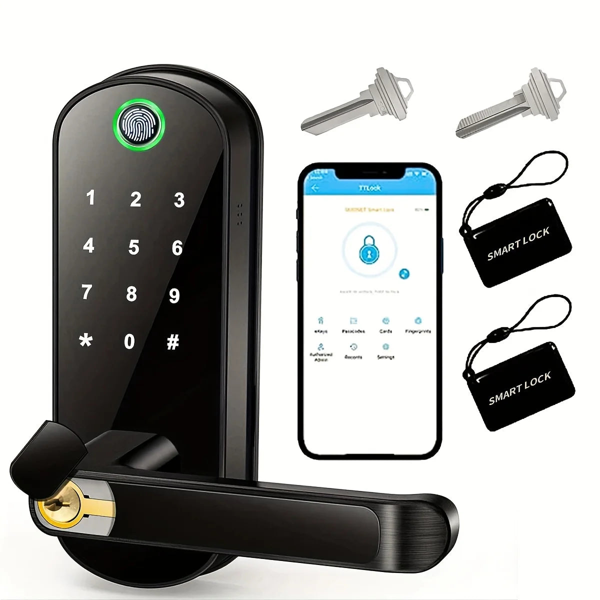 TEEK - Smart Fingerprint Door Lock HOME DECOR theteekdotcom black  