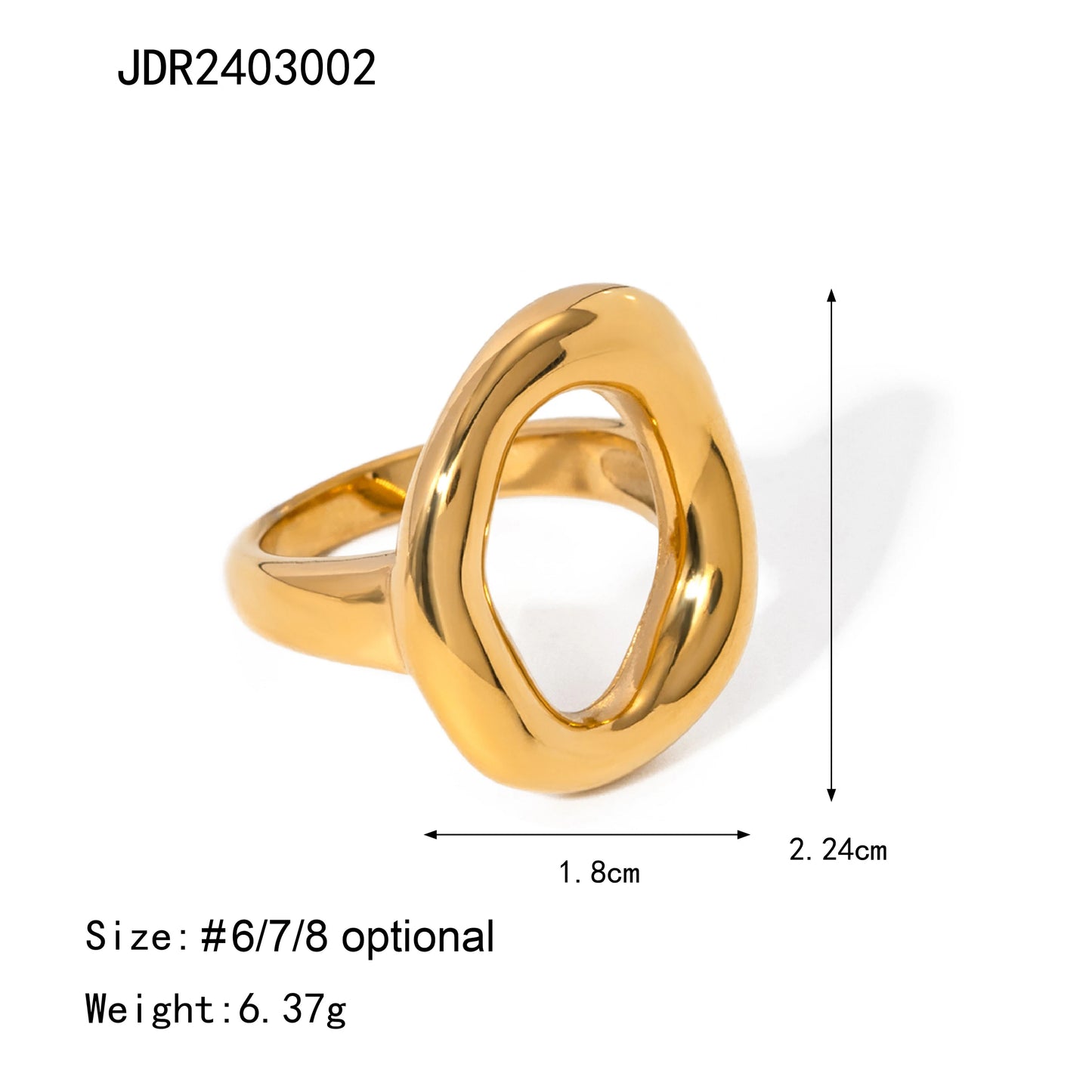 TEEK - 18K Gold Color Plated Stainless Steel Stackable Ring JEWELRY theteekdotcom JDR2403002