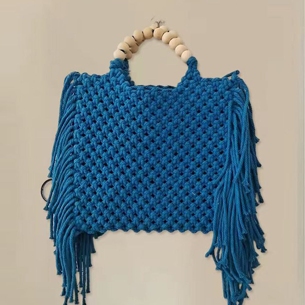 TEEK - True Tassel Beaded Bag BAG theteekdotcom blue 23cm/9in 