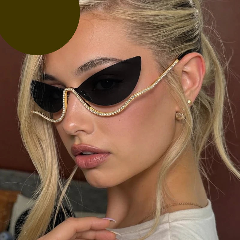 TEEK - Cat Eye Rimless Rhinestone Sunglasses EYEGLASSES theteekdotcom