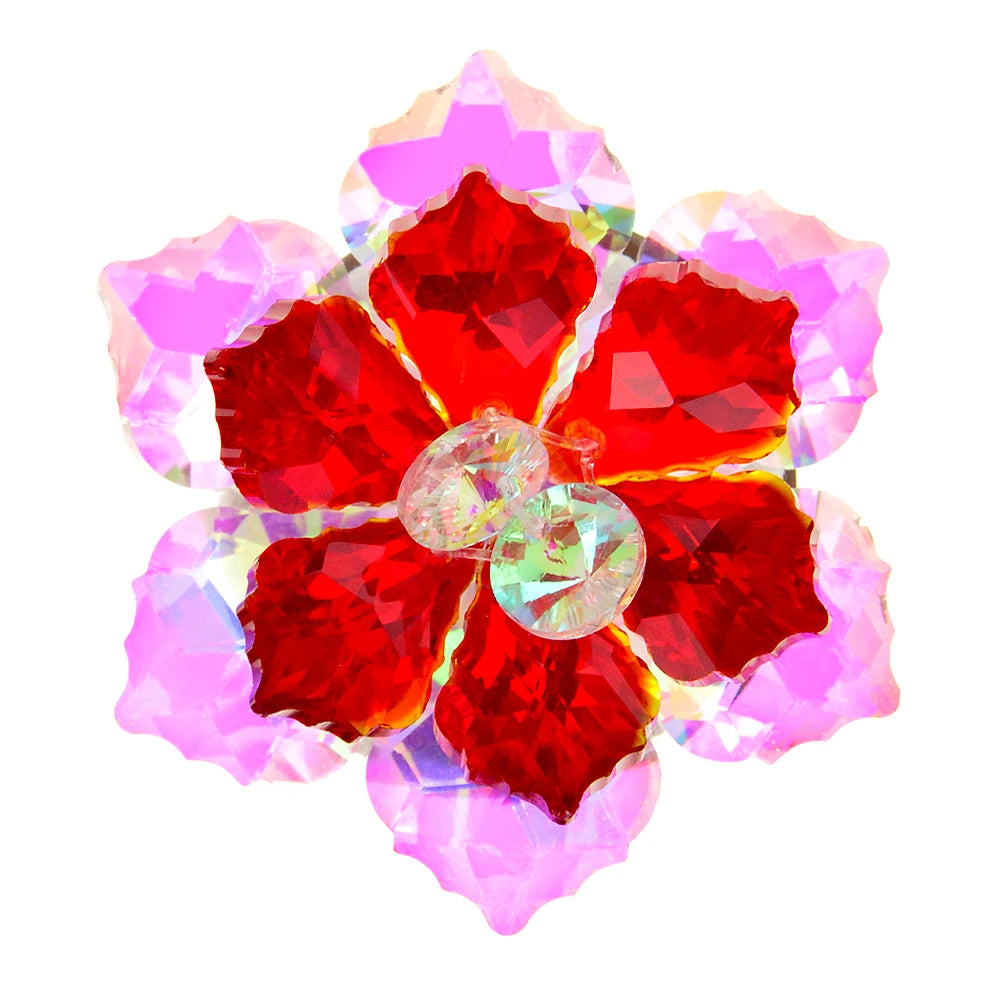 TEEK - Shining Crystal Flower Brooch JEWELRY theteekdotcom white red
